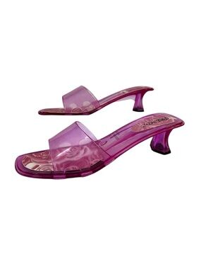 Trendz Pink Translucent Kitten Heel Slide Open-Toe Sandals Size 11